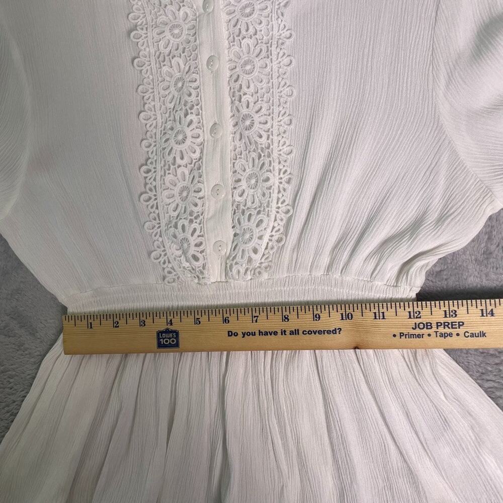 Venus Lace Trim Peplum Blouse Womens 10 White Boho Cottagecore Romantic Top - Picture 5 of 7